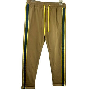 Dockers Alpha Khaki Pants Men Large Smart 360 Flex Elastic Wasit Stripe Tan Blue